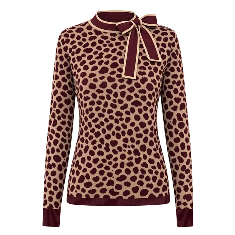 Women's Classic Leopard Print Design Vintage Jacquard Knitwear 1