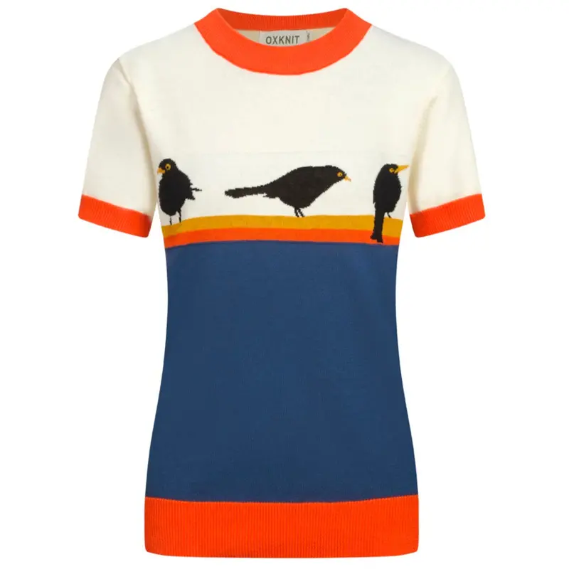 Women's Color Matching Cute Bird Striped Art Knitwear 1