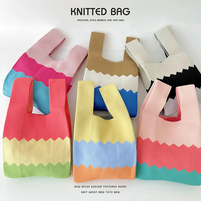 Women's Colorblock Knitted Shoulder Handbag 1
