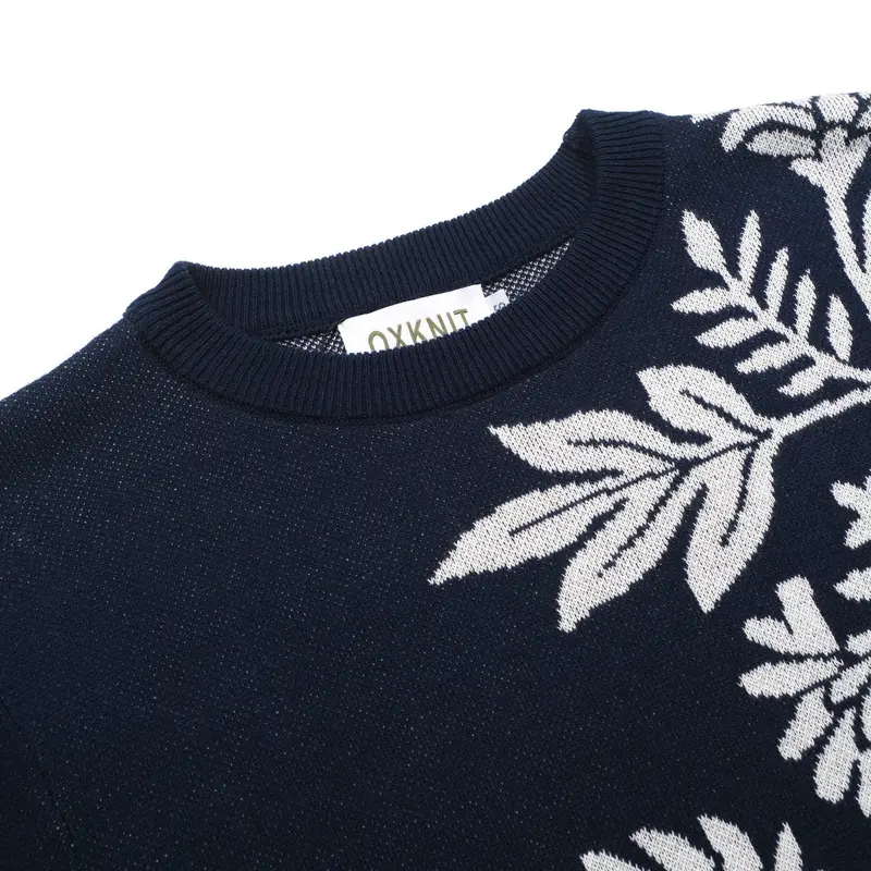 Women's Dark Blue Floral Classic Retro Art Jacquard Knitwear 4