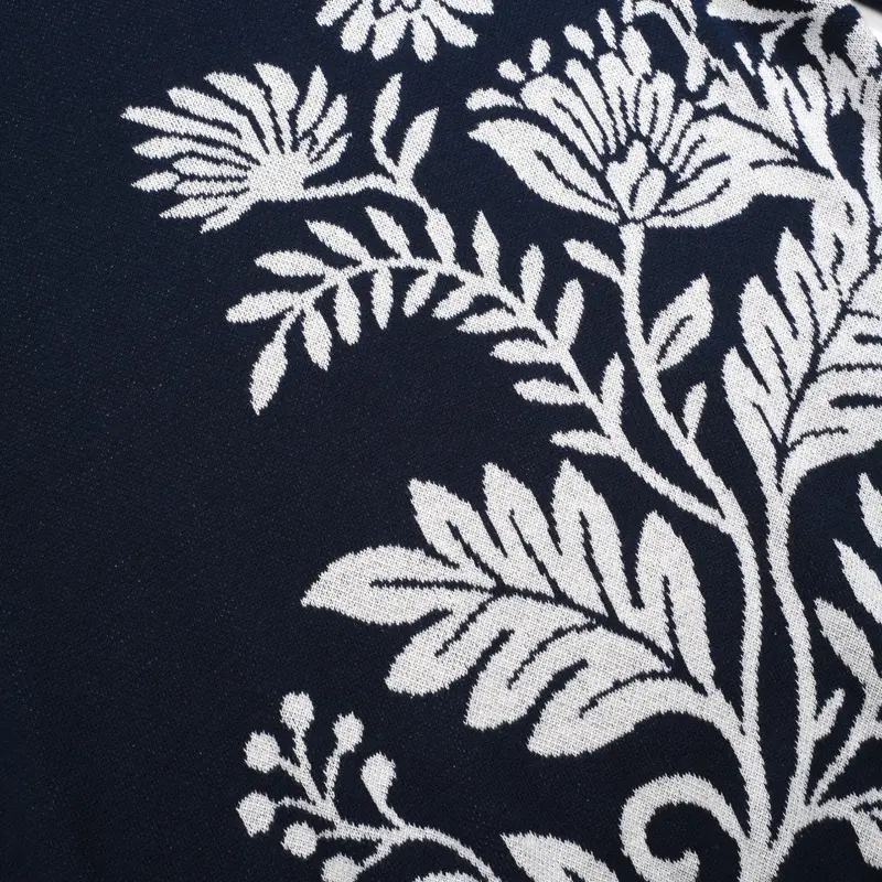 Women's Dark Blue Floral Classic Retro Art Jacquard Knitwear 5