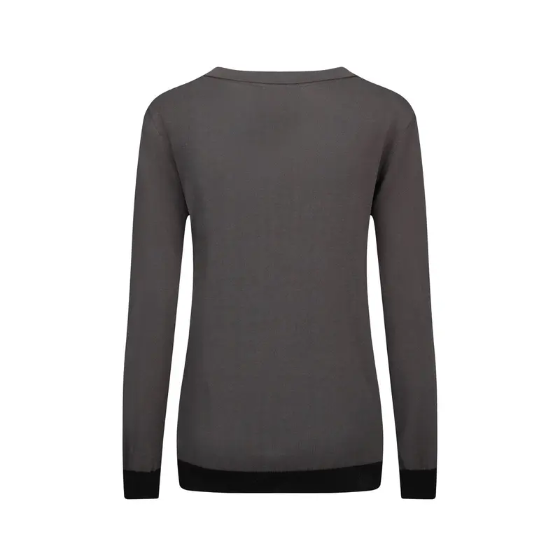 Women's Gray Dachshund Jacquard V-Neck Knitwear 3