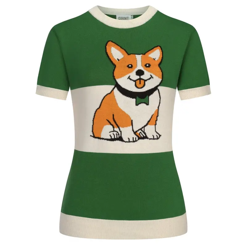 Women's Green Dog Classic Jacquard Knit T-Shirt 1
