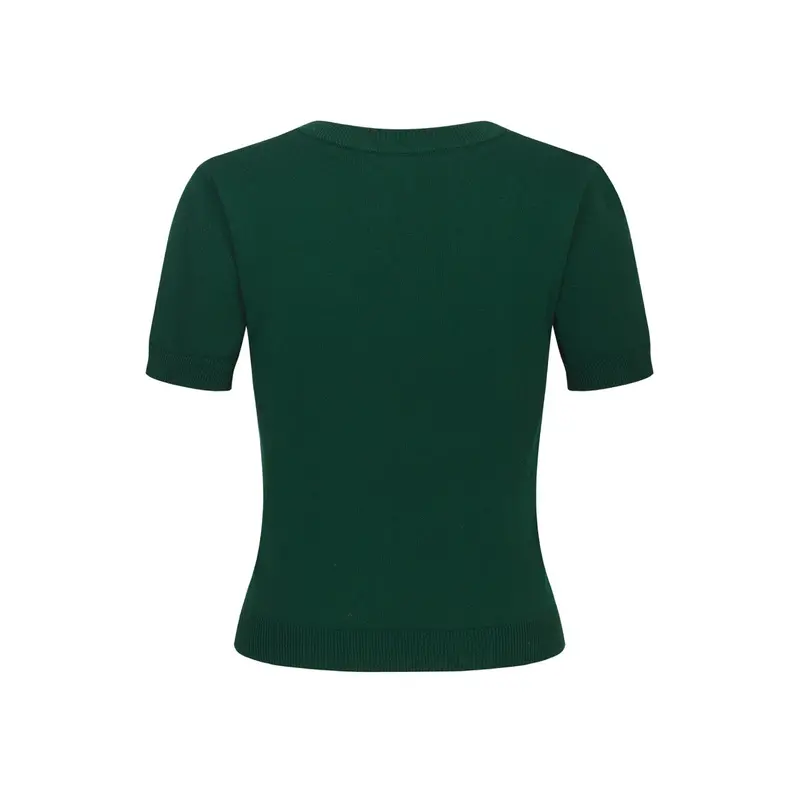 Women's Green Fox Embroidered Vintage Knit Dress Set 4