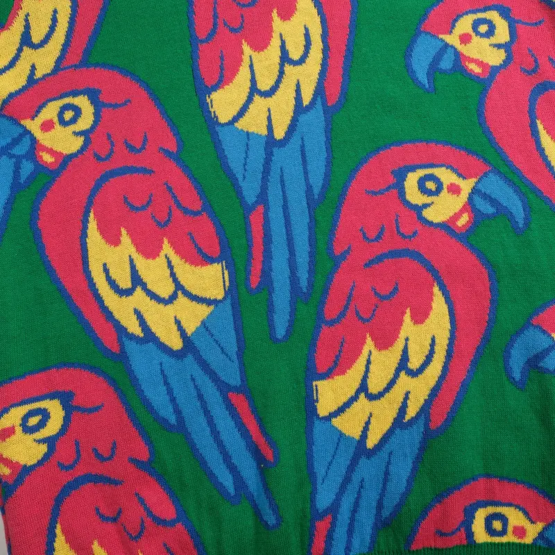 Women's Green Parrot Jacquard Knitwear 2