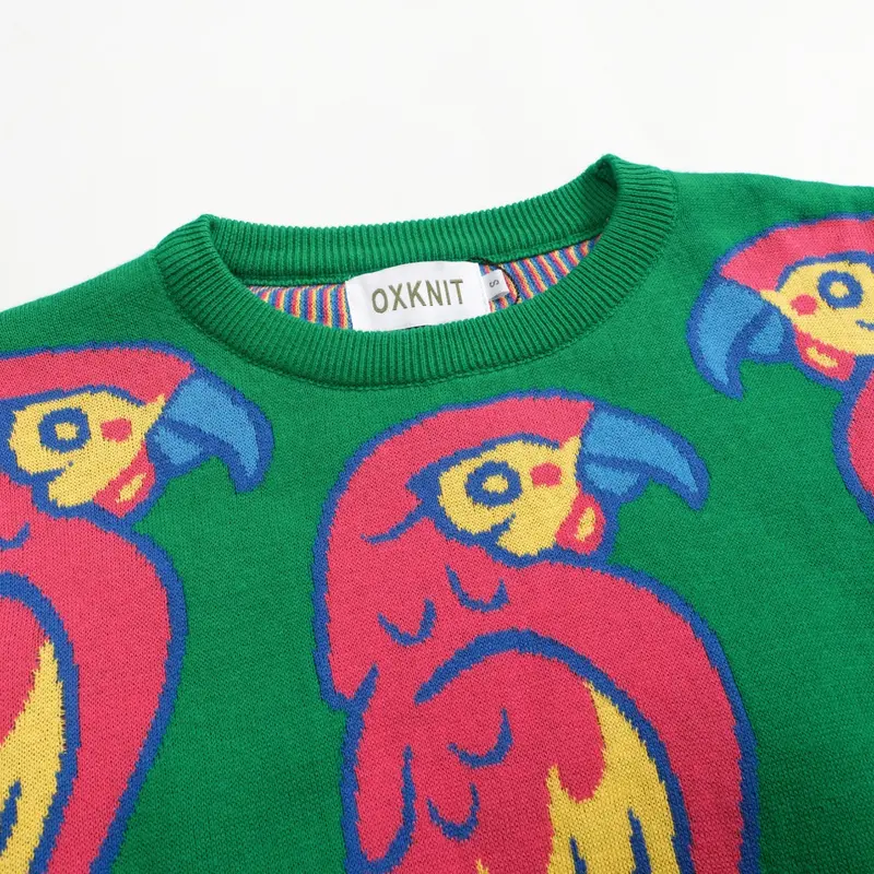 Women's Green Parrot Jacquard Knitwear 4