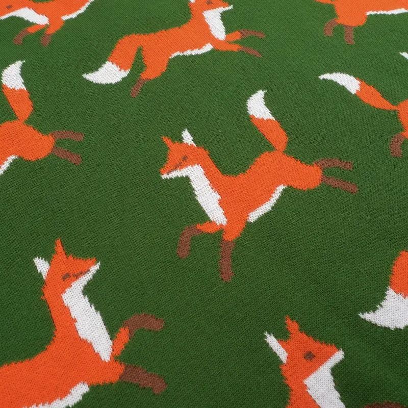 Women's Green Vintage Fox Jacquard Knitwear 2