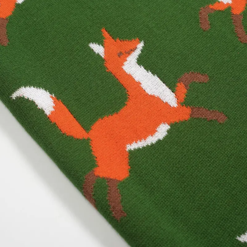 Women's Green Vintage Fox Jacquard Knitwear 5