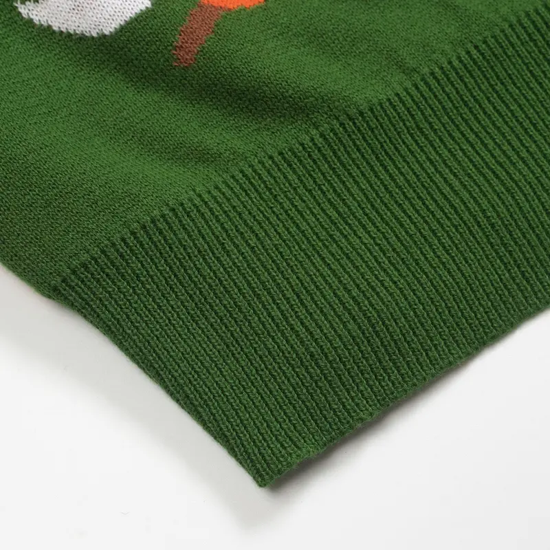 Women's Green Vintage Fox Jacquard Knitwear 6