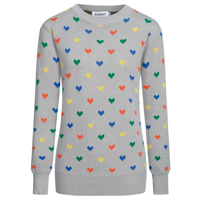 Women's Grey Heart-Shaped Vintage Jacquard Knitwear 1