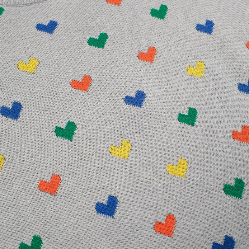 Women's Grey Heart-Shaped Vintage Jacquard Knitwear 2