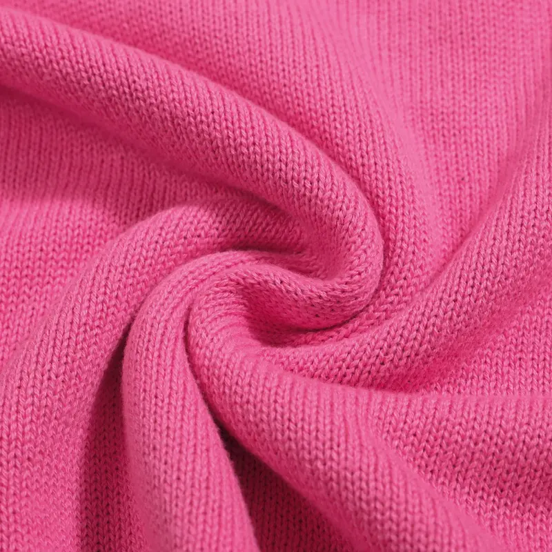 Women’S Hot Pink French Bulldog Sweater – Quirky Knit With Glasses Dog Motif 2