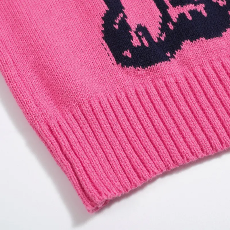 Women’S Hot Pink French Bulldog Sweater – Quirky Knit With Glasses Dog Motif 7