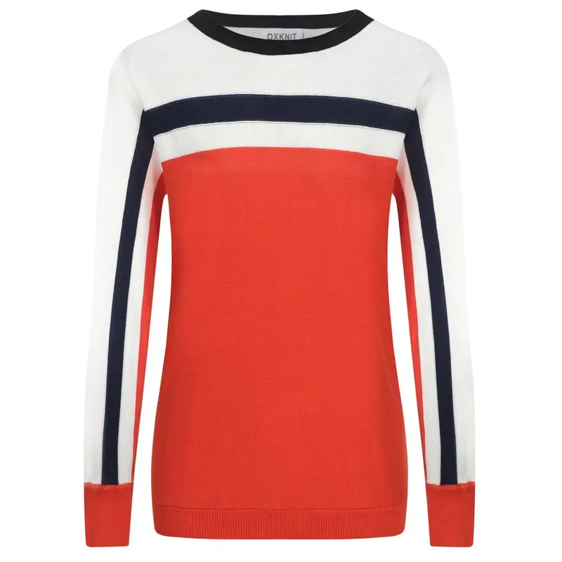 Women's Orange Striped Jacquard Vintage Knitwear 1
