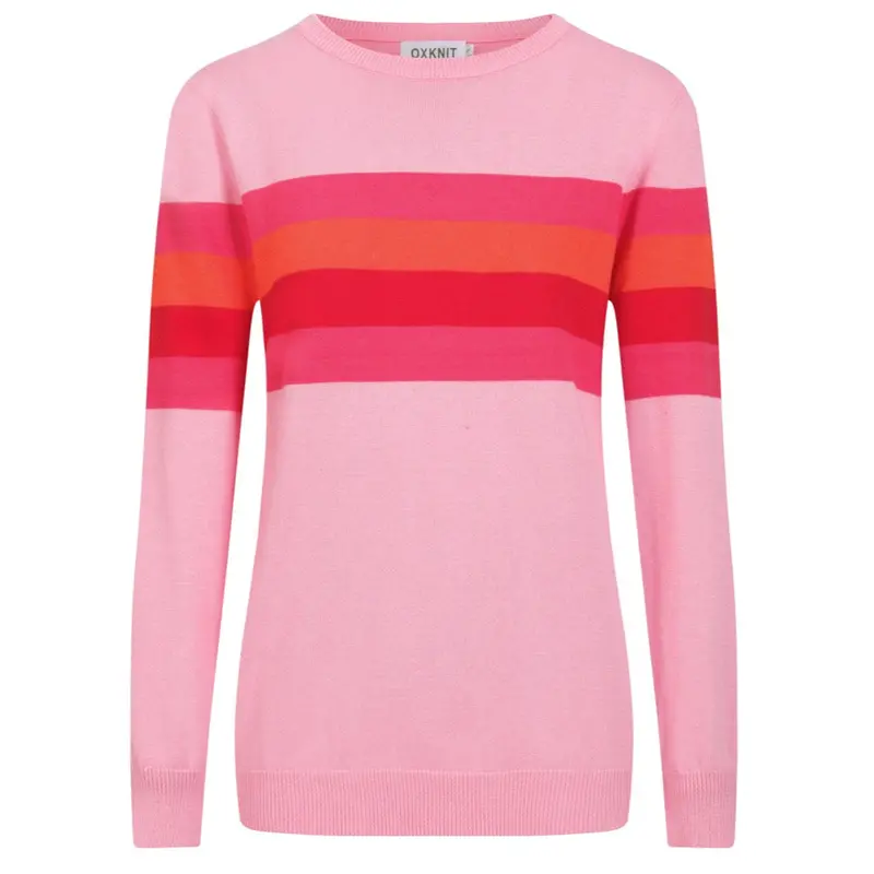 Women's Pink Striped Retro Jacquard Knitwear 1