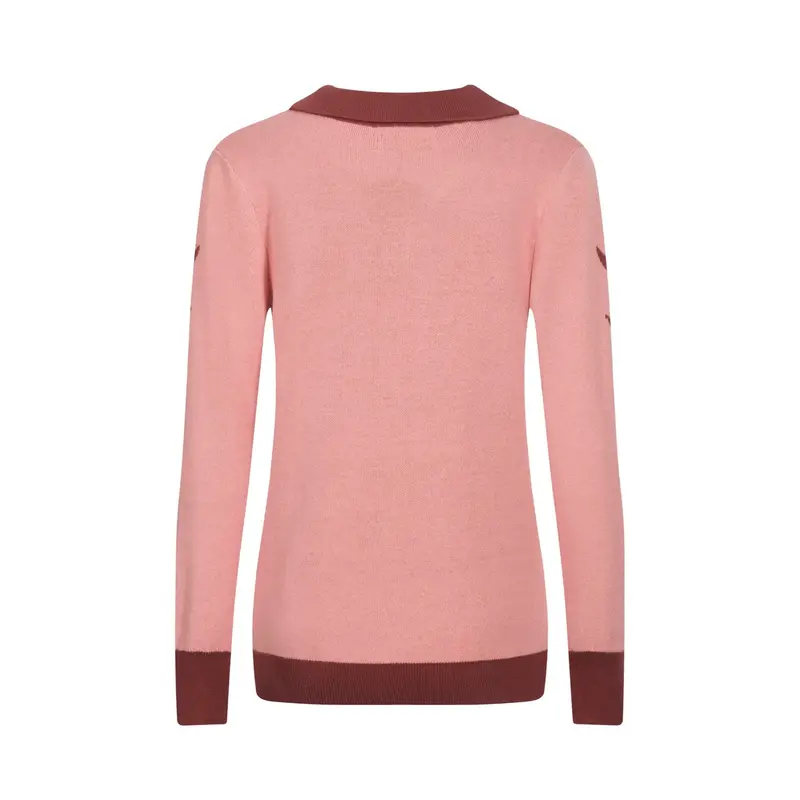 Women's Pink Swallow Jacquard V-Neck Knitwear 3