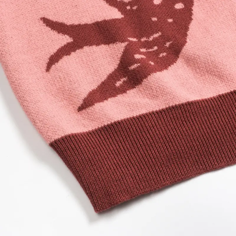 Women's Pink Swallow Jacquard V-Neck Knitwear 5