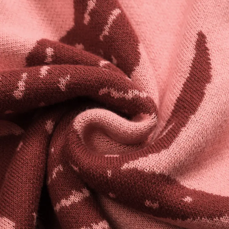 Women's Pink Swallow Jacquard V-Neck Knitwear 7