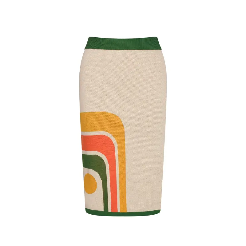 Women’S Retro-Inspired Knit Set With Bold Geometric Graphic 5