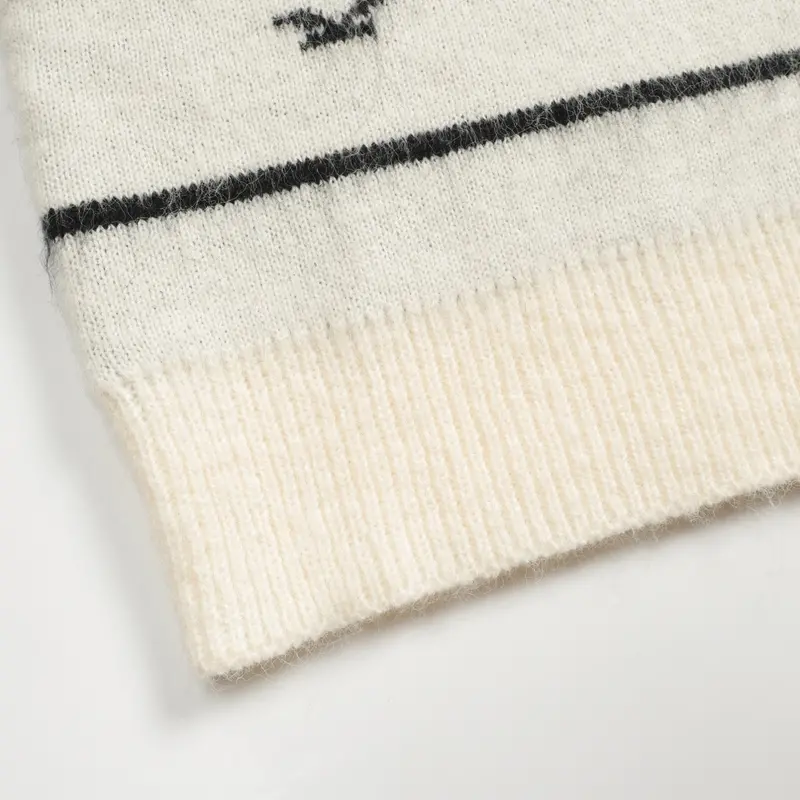 Women's Retro Striped Seagull Knitwear - Cropped Length 5