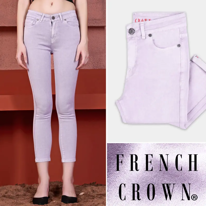 Women’S Skinny Fit Amethyst Lavender Rinse Wash Ankle Length Stretchable Denim 1