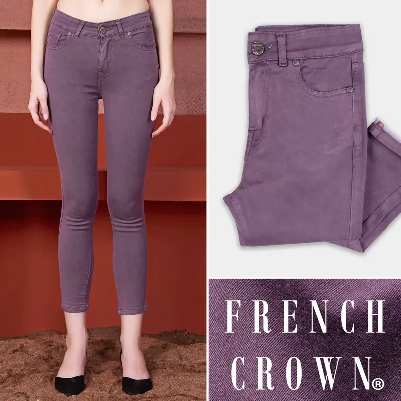 Women’S Skinny Fit Byzantium Purple Rinse Wash Ankle Length Stretchable Denim 1