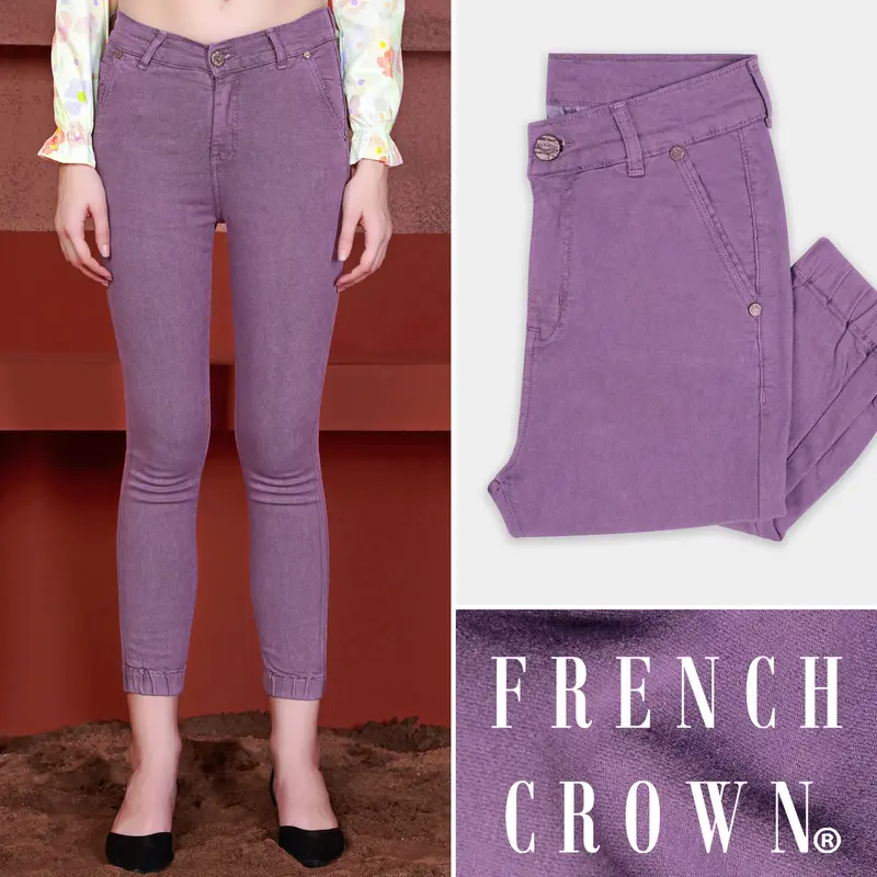 Women’S Skinny Fit Eminence Purple Rinse Wash Stretchable Denim 1