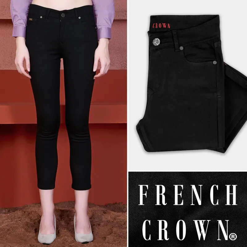 Women's Skinny Fit Jade Black Rinse Wash Clean Look Ankle Length Stretchable Denim 1