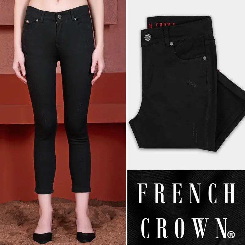 Women's Skinny Fit Jade Black Rinse Wash Stretchable Denim 1