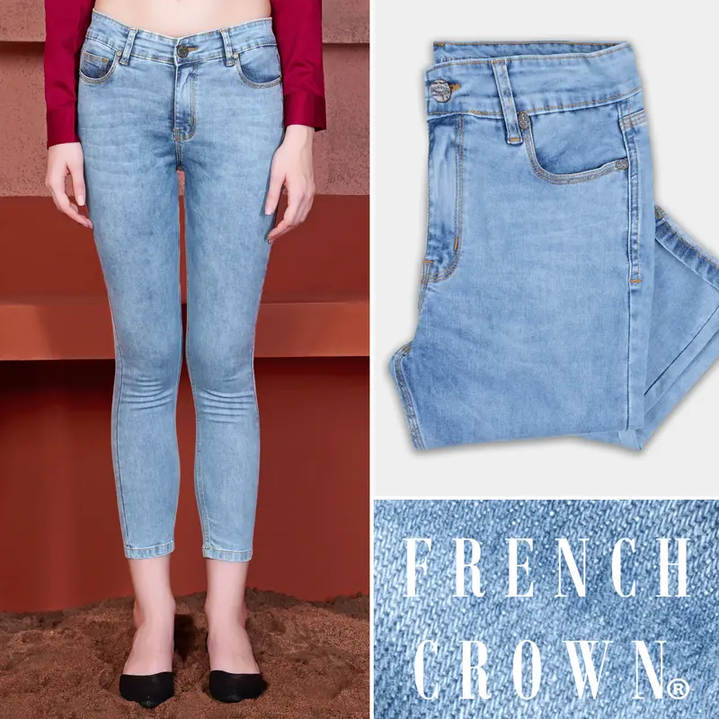 Women's Skinny Fit Moonstone Blue Whiskering Wash Stretchable Denim 1