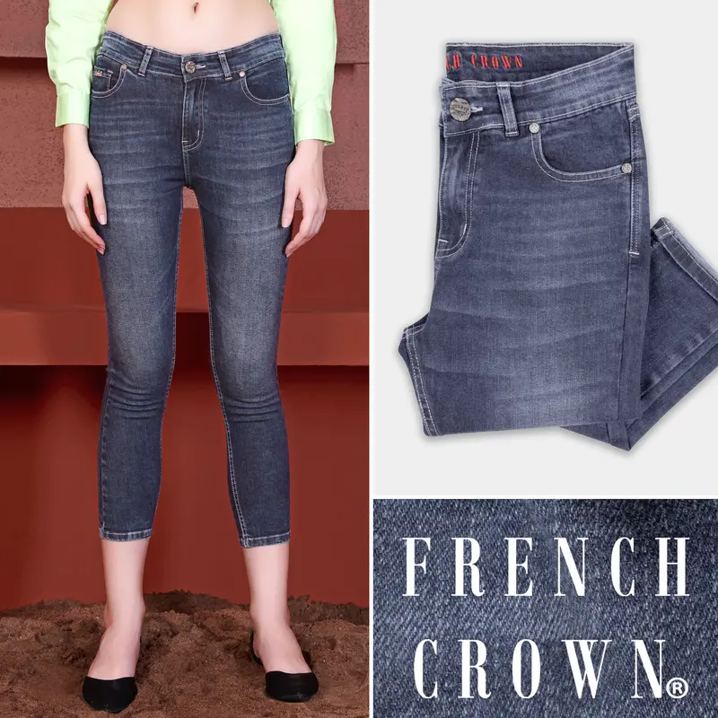 Women's Skinny Fit Tuna Blue Stone Wash Ankle Length Stretchable Denim 1