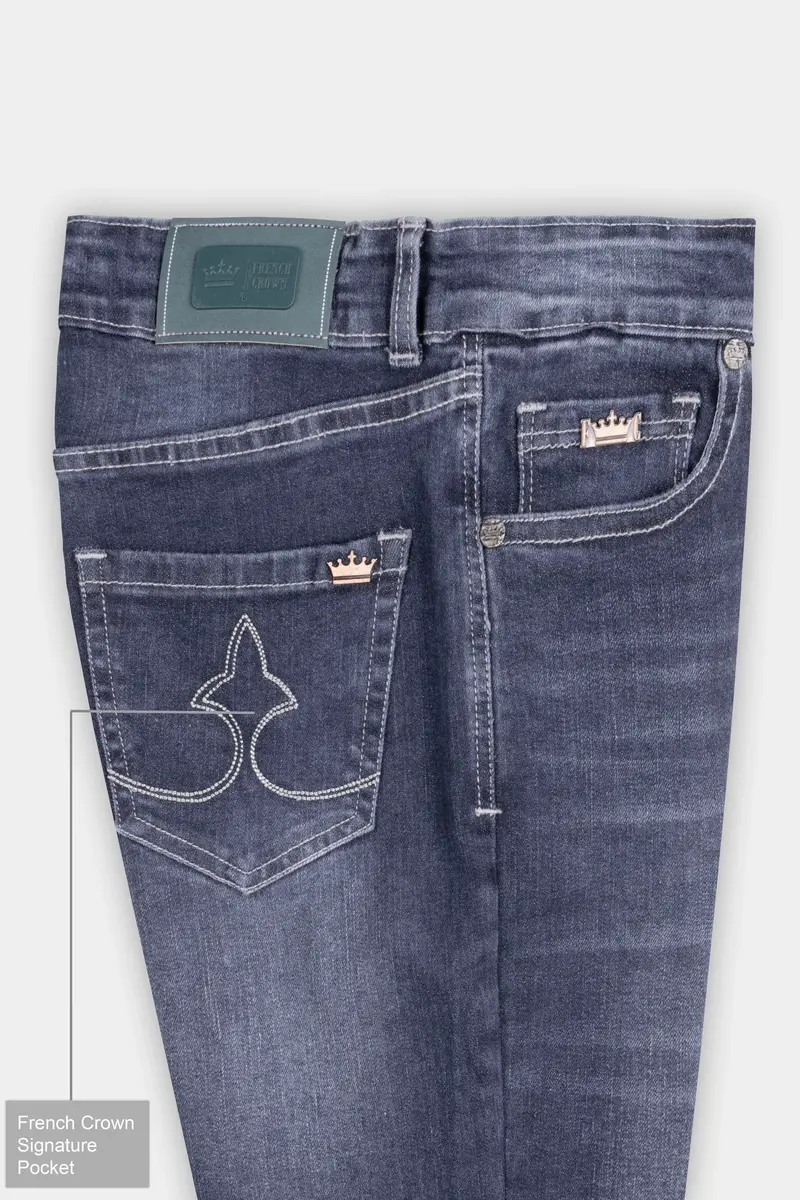 Women's Skinny Fit Tuna Blue Stone Wash Ankle Length Stretchable Denim 5