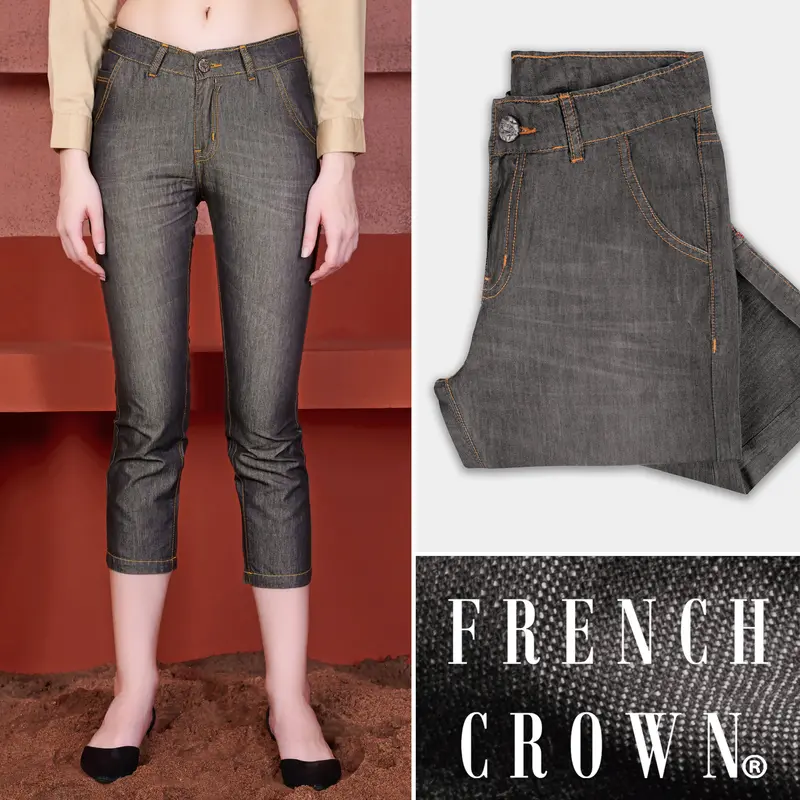 Women's Skinny Fit Wenge Gray Whiskering Wash Ankle Length Light Weight Denim 1