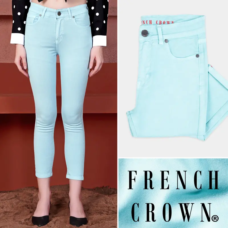 Women’S Skinny Fit Ziggurat Blue Rinse Wash Stretchable Denim 1