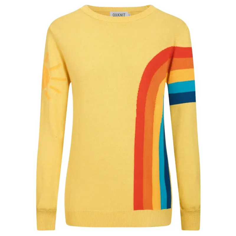 Women's Vintage Yellow Rainbow Jacquard Knitwear 1