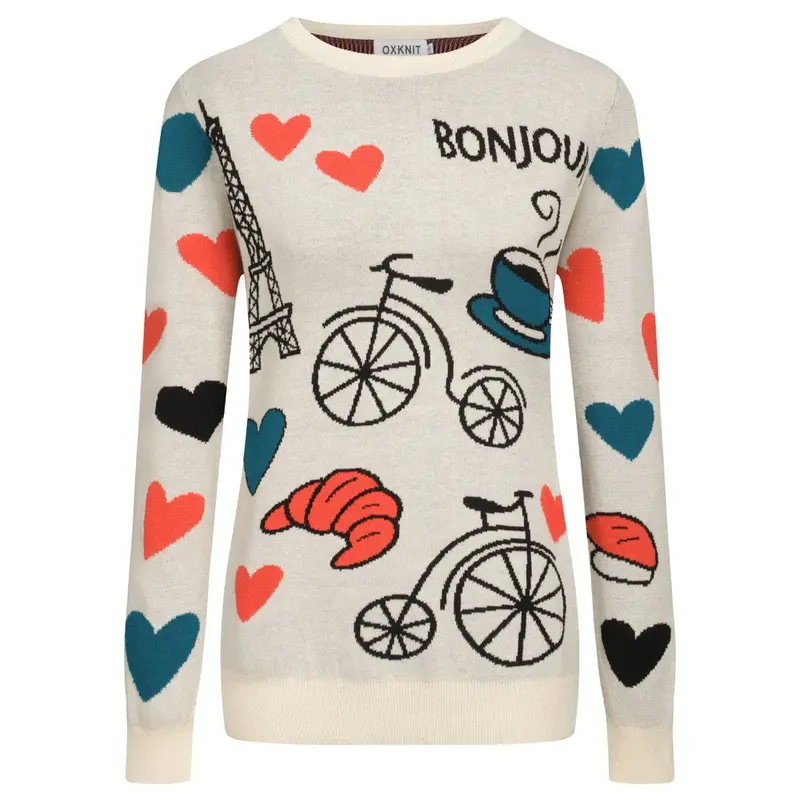 Women's White Paris Tower Theme Knitwear 1