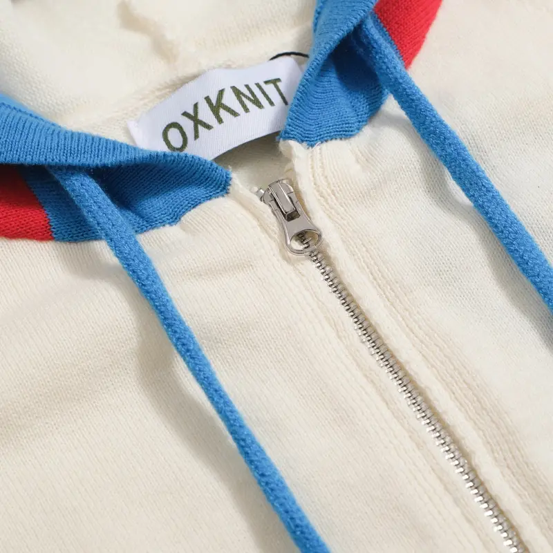 Women's White Vintage Knit Hoodie Cardigan 2