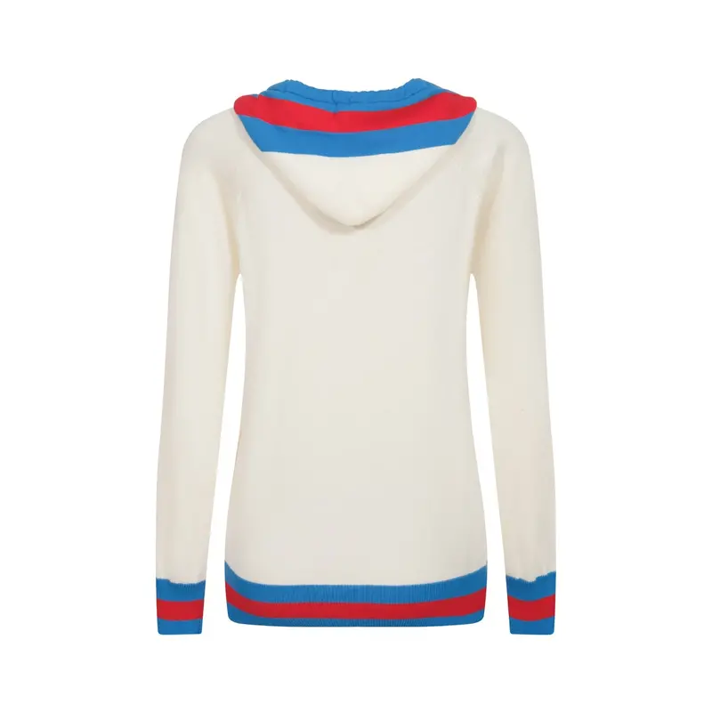 Women's White Vintage Knit Hoodie Cardigan 3