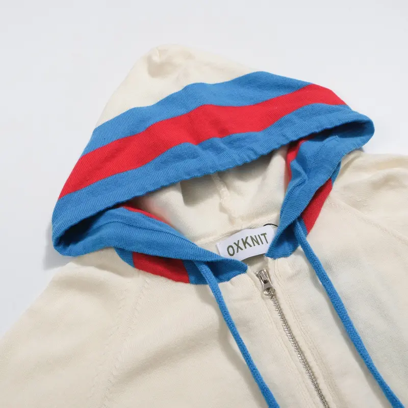 Women's White Vintage Knit Hoodie Cardigan 4