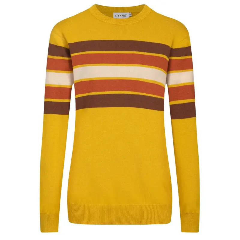 Women's Yellow Striped Vintage Jacquard Knitwear 1