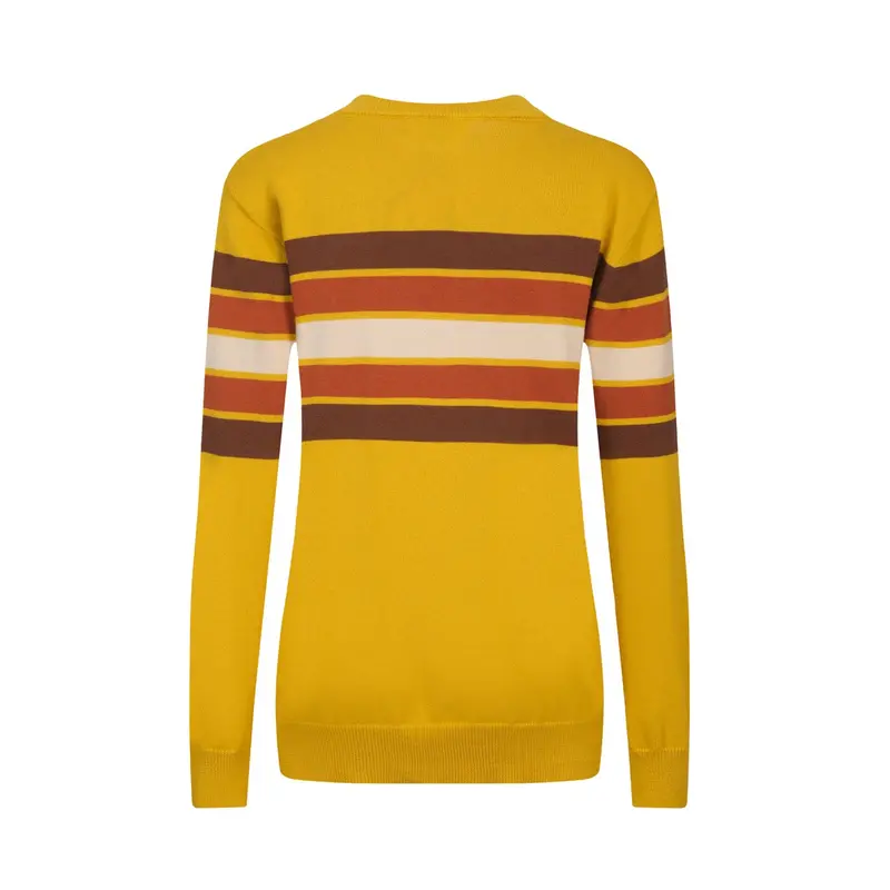 Women's Yellow Striped Vintage Jacquard Knitwear 3