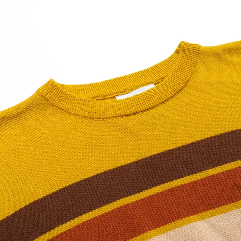 Women's Yellow Striped Vintage Jacquard Knitwear 4
