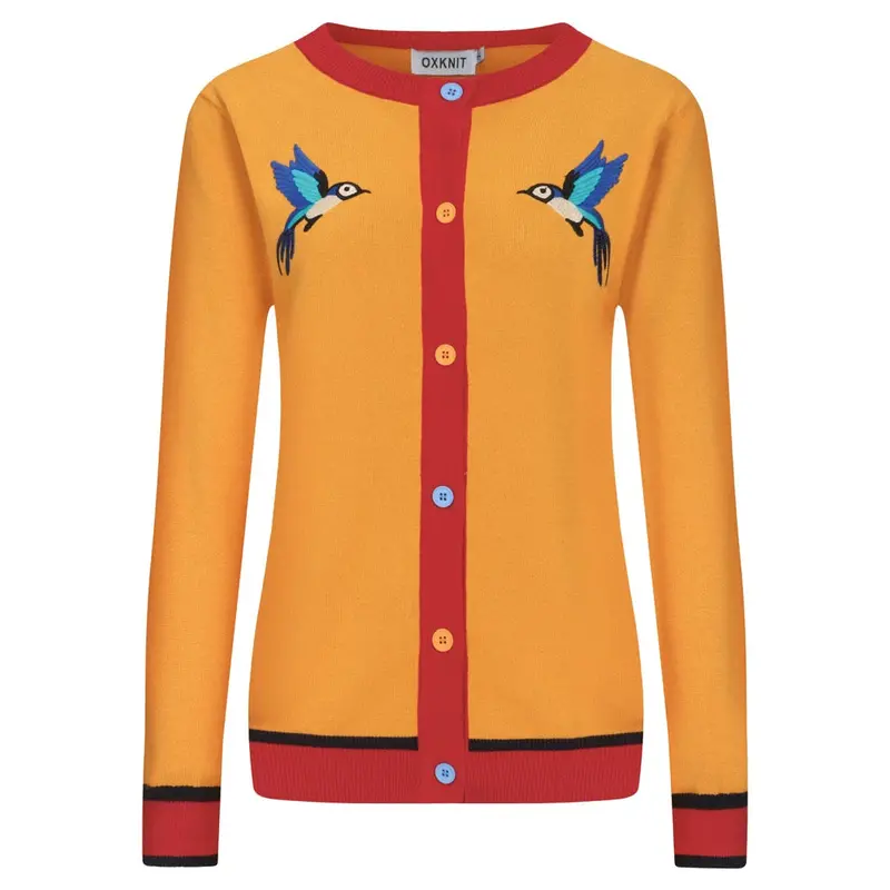 Women's Yellow Vintage Embroidered Cardigan 1