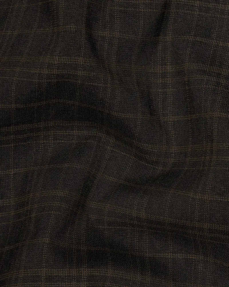 Wood Bark Windowpane Wool Rich Cross Placket Bandhgala Blazer 3