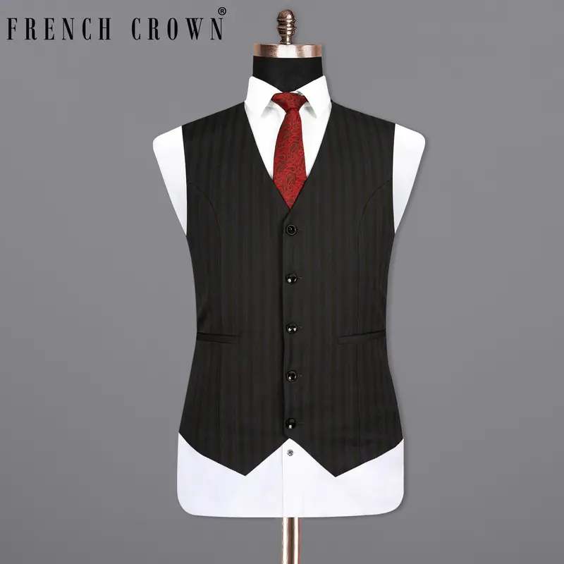 Wood Bean Striped Wool Rich Waistcoat 1