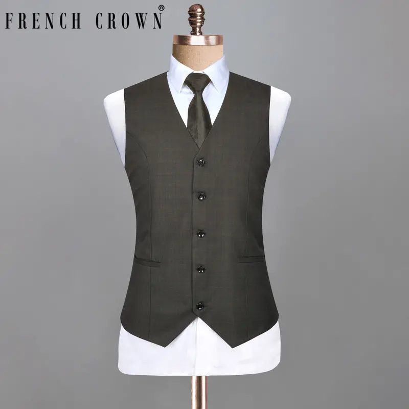 Wood Brown Wool Blend Waistcoat 1