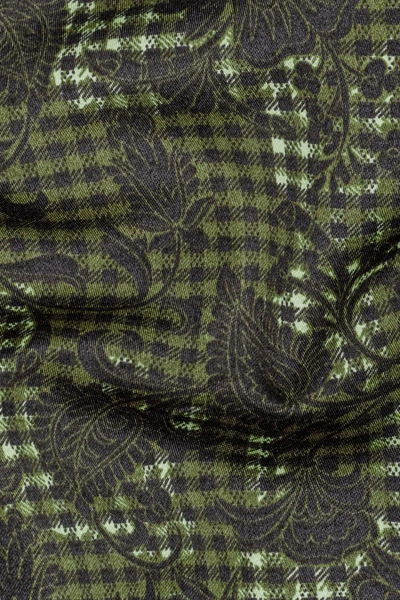 Woodland Green And Cinder Black Damask Textured Super Soft Premium Cotton Shirt 2