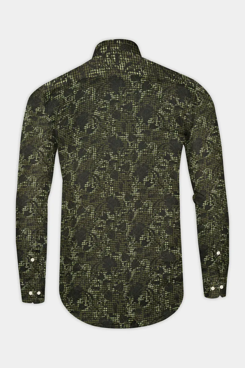 Woodland Green And Cinder Black Damask Textured Super Soft Premium Cotton Shirt 5