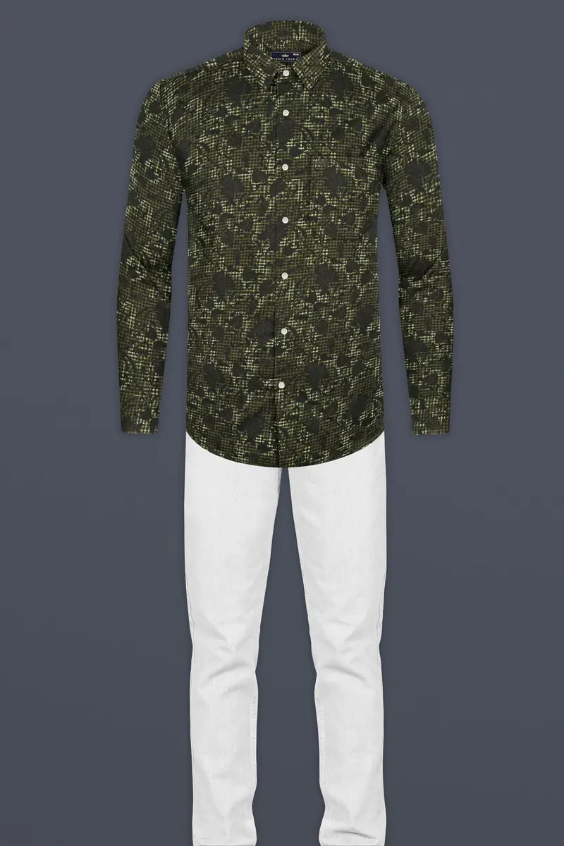 Woodland Green And Cinder Black Damask Textured Super Soft Premium Cotton Shirt 6