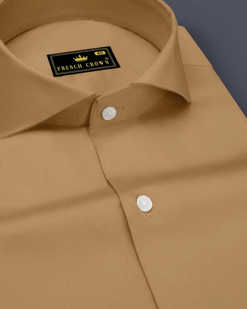 Woodoro-Driftwood Yellow Subtle Sheen Super Soft Premium Cotton Cut Away Collar Dress Shirt 1